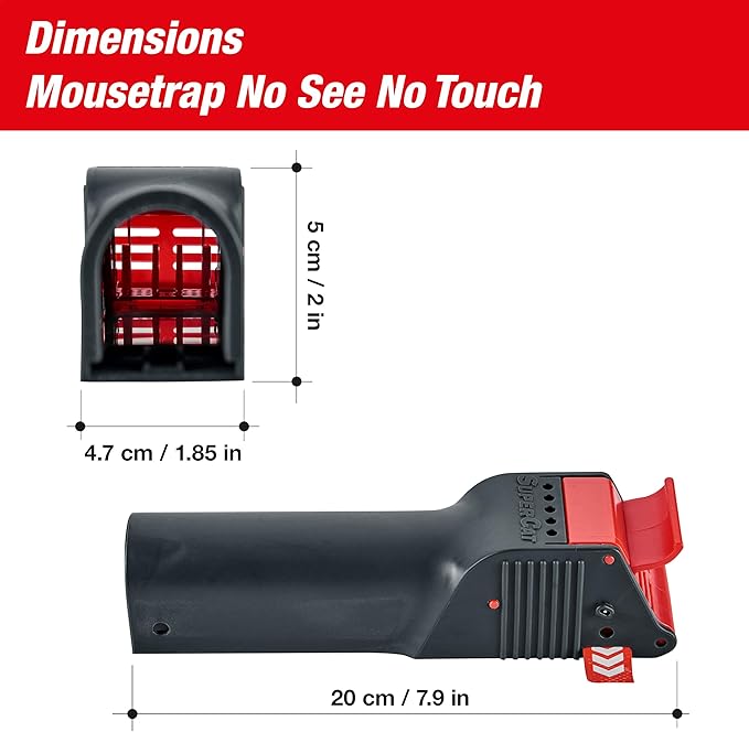 SWISSINNO Mouse Trap No See No Touch - Effective, Non-Contact + Non-Visible Catch + Kill with no-Fail catching - Pre-baited with Food Bait - Easy to Use - Reusable