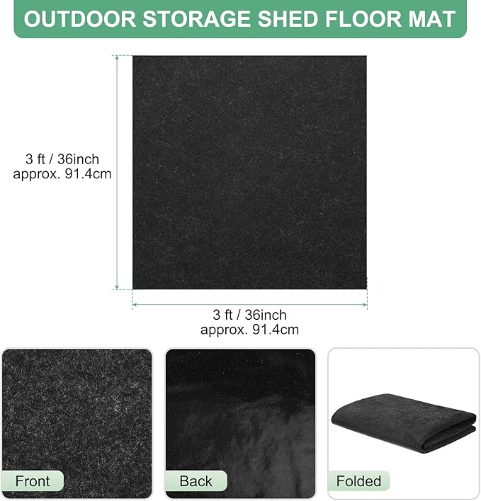 Outdoor Storage Shed Mat, 3x3 FT Waterproof Small Shed Flooring Mat for Patio Furniture Floor Protecting from Wear/Liquid/Dust/Oil, Non-Slip Carport Pad [Grey]