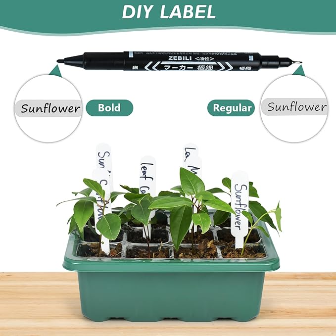 Artcome 5-Pack Seed Starter Tray, 12 Cells Each with Push-Up Ejector - Seed Starter Kit for Rapid Growth and Healthy Seedlings at Home - 60 Cells in Total