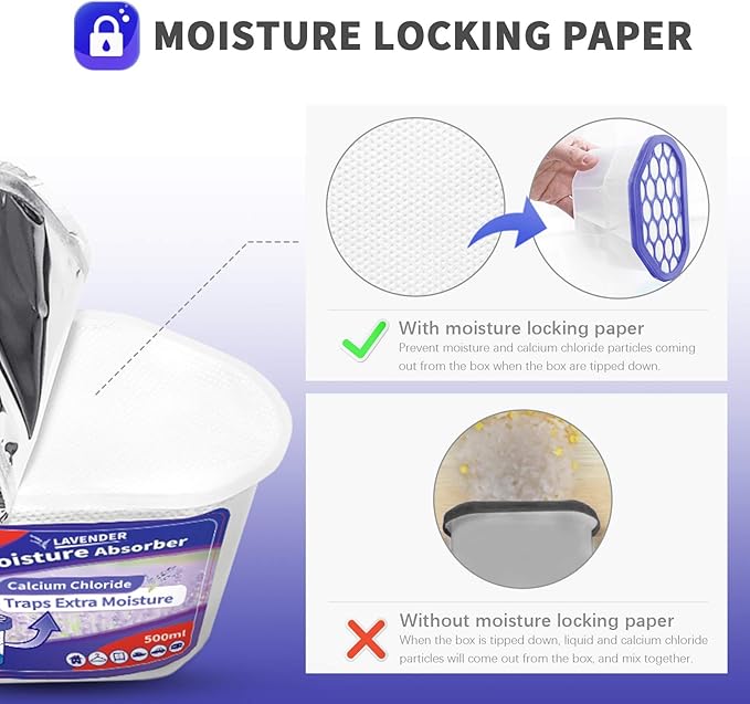 Vacplus Moisture Absorbers 12 Pack, 10.5 Oz, Humidity Absorber Boxes Attracts Extra Moisture from Your Bathroom, Closet, Kitchen, Dehumidifier for Closet (Lavender Scent),Purple