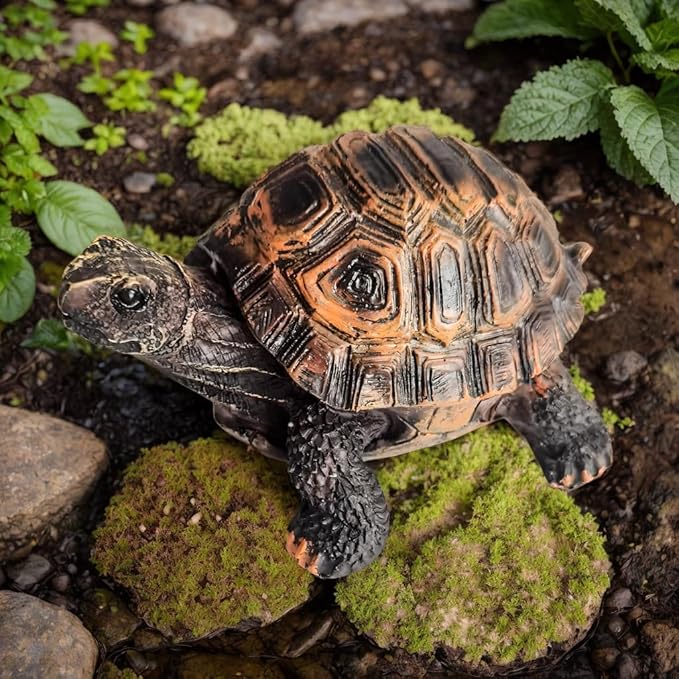 Small Polyresin Tortoise Statue Outdoor Garden Statue Ornaments - Yard Statue for Home and Fairy Garden Decor - Lucky Turtle Figurine Decorative Zen Turtles Tortoises