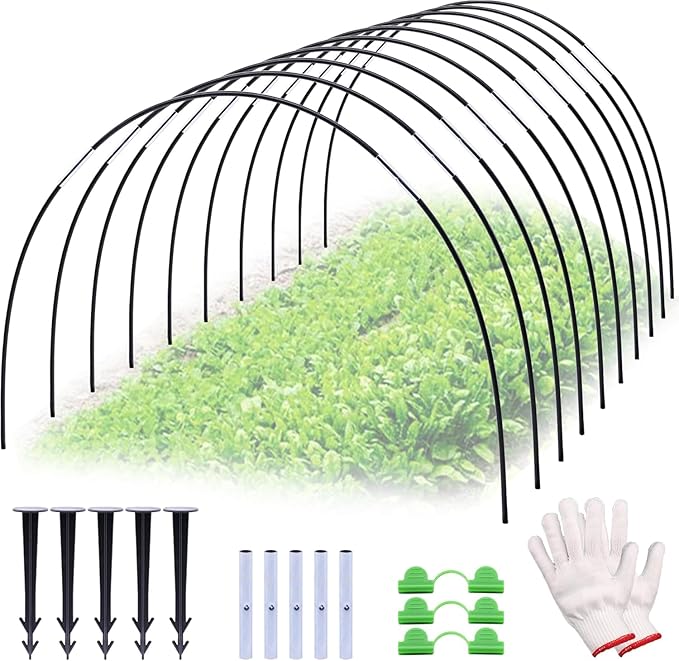 Greenhouse Hoops，30PCS Greenhouse Hoops Grow Tunnel，6mm Plastic Wrapped Greenhouse Arches，DIY Greenhouse Hoops for Raised Beds.