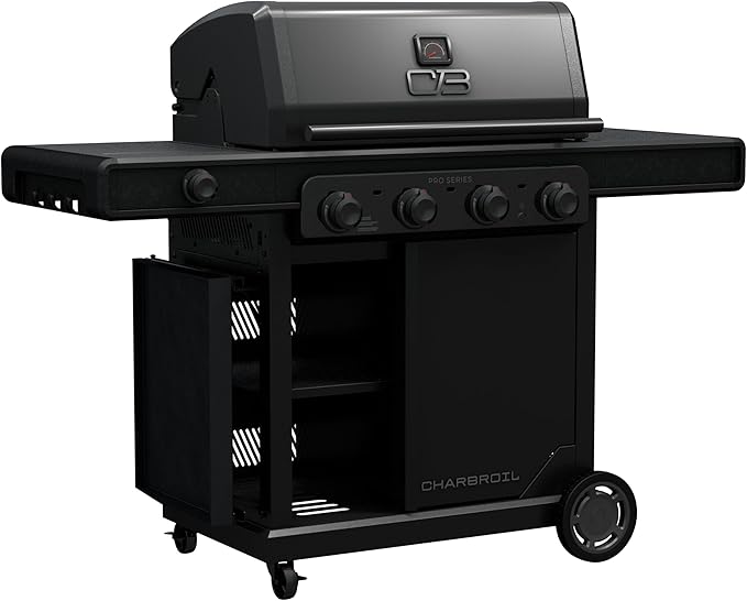 Charbroil Pro Series with Amplifire Infrared Technology 4-Burner Propane Gas Grill Cabinet with Side Burner, Black - 463281024