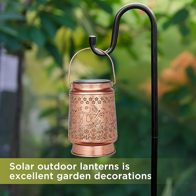 Solar Dragonfly Lanterns Outdoor Waterproof Garden Decor Gifts for mom Women Mom Grandma Hanging Lights Metal Decoration Outside for Yard, Patio, Backyard, Porch,for Garden/
