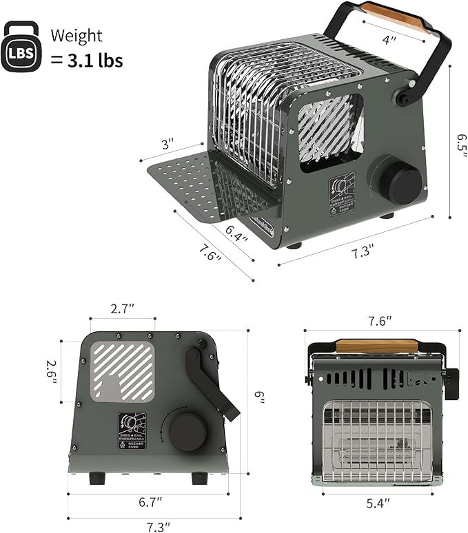 Naturehike Portable 3-in-1 Camping Heater, 3750 BTU Butane Tent Heater with Insulated Shelf & Handle