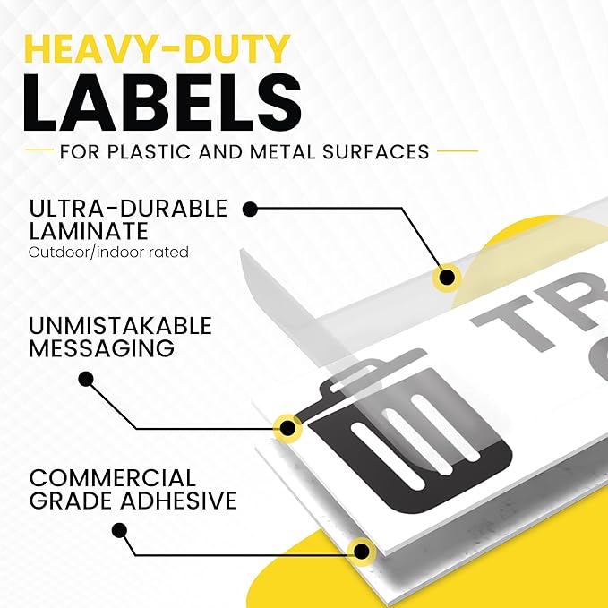 Trash Only Sticker for Trash Can, Garbage Can - 3-5 Year Indoor/Outdoor Rated - Heavy Duty, Weather Proof, Ultra Durable - USA Made (6x2 inch), 20 Labels