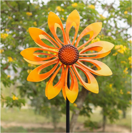 Sunflower Garden Wind Spinners - Kinetic Outdoor Metal Windmill Spinner, Lawn Patio Yard Decor, Birthday & Housewarming Gifts for Family and Friends (70 Inch Hieght)