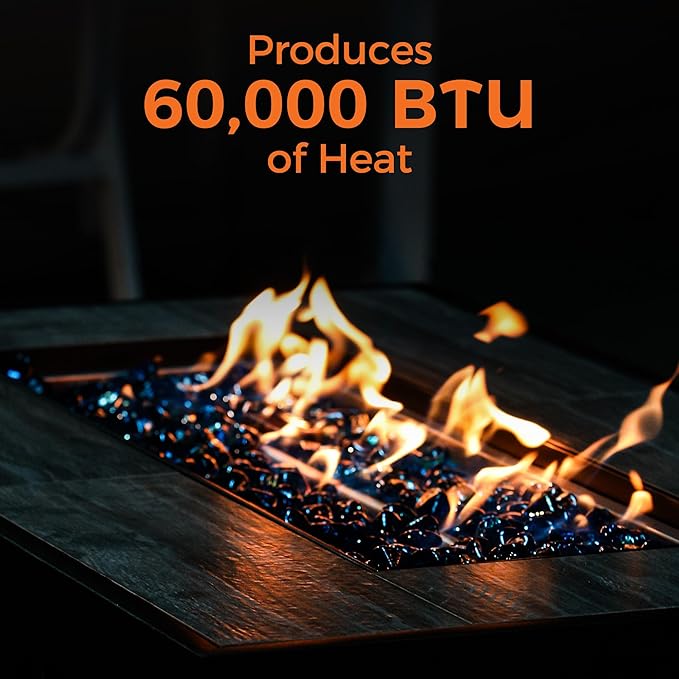 BALI OUTDOORS Fire Pit Table Propane Gas Firepit Rectangular Fire Table 42In 60,000 BTU for Outside Patio Backyard Deck Balcony