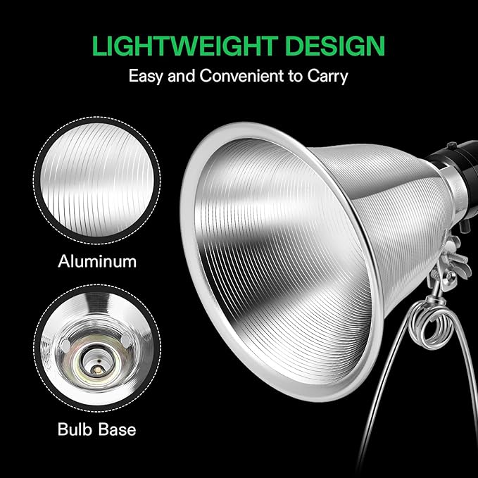 VIVOSUN 2-Pack Clamp Lamp Light with Detachable 5.5 Inch Aluminum Reflector up to 60W E26 Socket (No Bulb Included), 6 Feet Cord, UL Listed