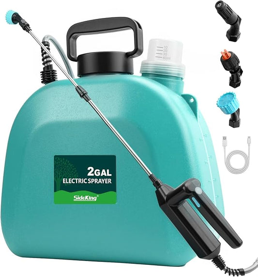Battery Powered Sprayer 2 Gallon, 7.4V Powful Electric Pump Sprayer in Lawn and Garden with 32'' Wand, Backpack Weed Sprayer for Yard, Fertilizer