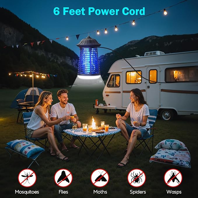 Bug Zapper Indoor Outdoor with LED Light, ZECHUAN Mosquito Killer Lantern, Electronic Fly Trap Insect Killer for Home, Backyard, Patio, Garden