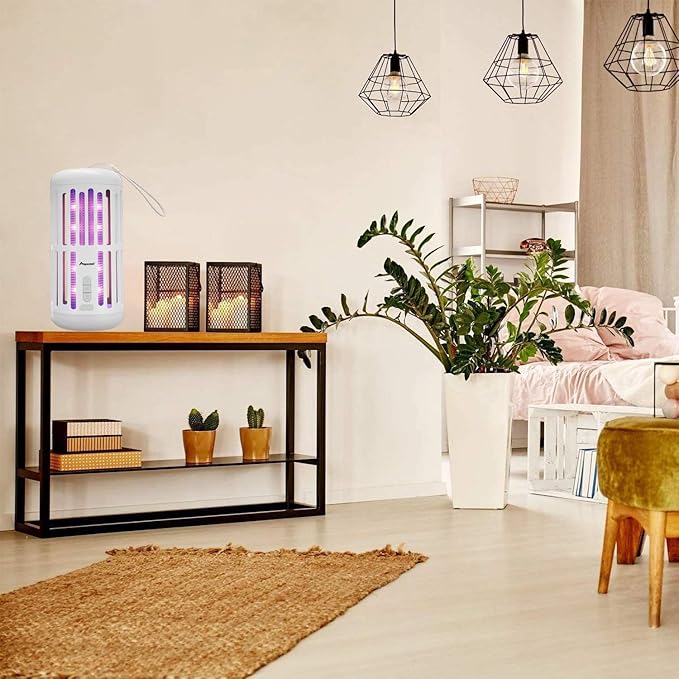 ASPECTEK Portable Bug Zapper with Bluetooth Speaker – Rechargeable LED Mosquito Zapper and Ambient Light, Cordless Insect Device for Indoor/Outdoor Use, Patio, Camping, Garden – 3-in-1 Design