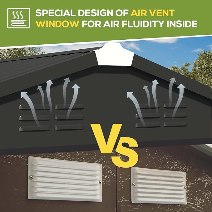 U-MAX 7' x 7' Storage Metal Shed, Large Outdoor Sheds & Outdoor Storage Clearance 7x7, Lockable Garden Shed, Utility and Tool Storage for Garden, Backyard, Patio and Outside Use