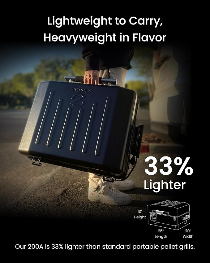 Z GRILLS 200A Table Top Wood Pellet Grill, Pellet Smoker with PID V2.1 Controller, Meat Probes, 202 sq.in Cooking Area, Fit for RVs, Road Trips & Apartments