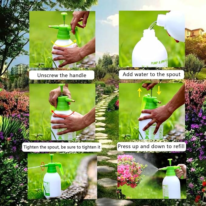 1 Pcs Garden Pump Sprayer, 0.5Gallon/68oz Hand-held Lawn Pressure Spray Bottle with Adjustable Nozzle (FKM Gasket Update)