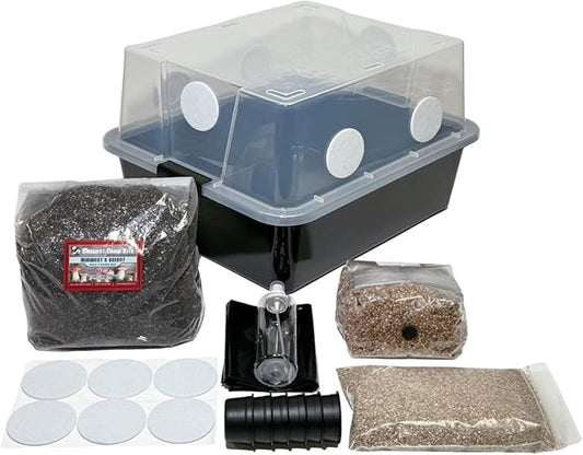 Mushroom Monotub Grow Kit | Complete Mushroom Grow Kit | for Dung-Loving Mushrooms | Includes sterilized Grain Spawn Bag, Bulk Substrate, Vermiculite, Filters & More! Just add Spores