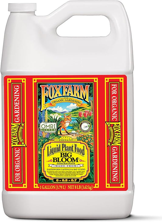 FoxFarm - Big Bloom Plant Food, Liquid Fertilizer Concentrate for Flowers, Fruits, and Vegetables, All Purpose Plant Fertilizer for Indoor & Outdoor Potted Plants, NPK 0-0.5-0.7 (Gallon)