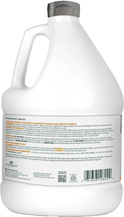 Vet’s Best Flea and Tick Yard and Kennel Spray – Natural Yard Treatment for Fleas, Ticks and Mosquitoes – Plant and Pet Safe Outdoor Spray with Certified Natural Oils – Made in USA – 96 oz Refill