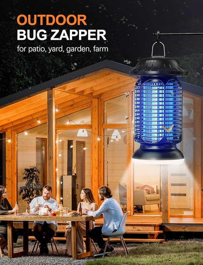 CLEVAST Bug Zapper Outdoor - Electric Mosquito Killer with UV Light, Waterproof Fly Trap for Patio, Yard, Garden, Indoor Use, Black Insect Zapper Lamp - Vintage