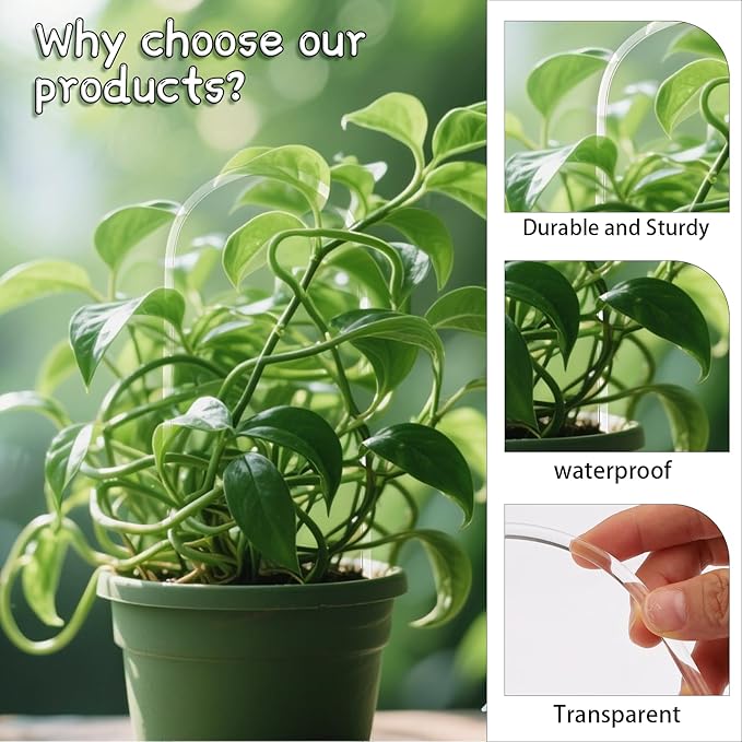 2PCS Clear U-Shaped Clear Acrylic Trellis, Plant Support Hoya Trellis for Climbing Plants Indoor, U-Shaped Acrylic Planting Trelliings for Potted Plants,Climbing Plantings,Plant Supports