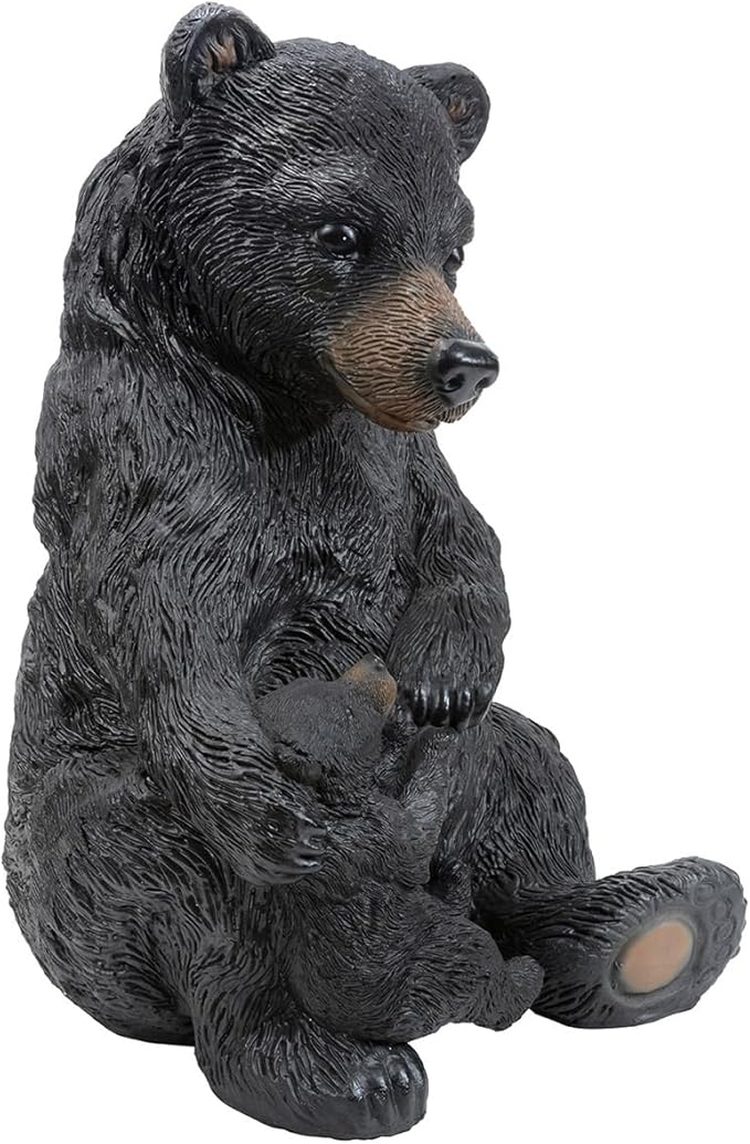Black Forest Décor Mother & Cub Bear Sculpture - Rustic Polyresin Figurine for Tabletop Decor