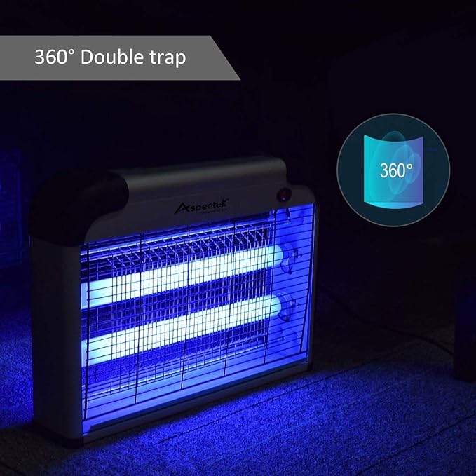 Aspectek 20W Electric Indoor Bug Zapper, Mosquito, Moth, Wasp, Insect Killer, Fly Zapper, Bug Lamp Light for Home, Restaurant, Office Use with Protection Mesh Film. Efficient & Effective