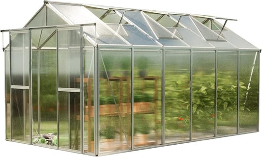 Greenhouse Saphir 6 Aluminum Frame 8.5 x 12.6 ft with Approx. 8 mm Polycarbonate Panels