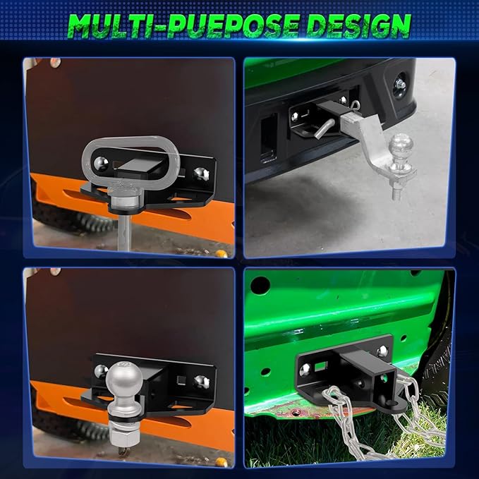 Thicker Lawn Mower Trailer Hitch with 1-1/4" Receiver for Most Tractor ATV Trailer Golf Cart, Heavy Duty Zero Turn Mower Accessories Bolt on Receiver Hitch Hold 7000LBS, Multi-Purpose Design Like Pin