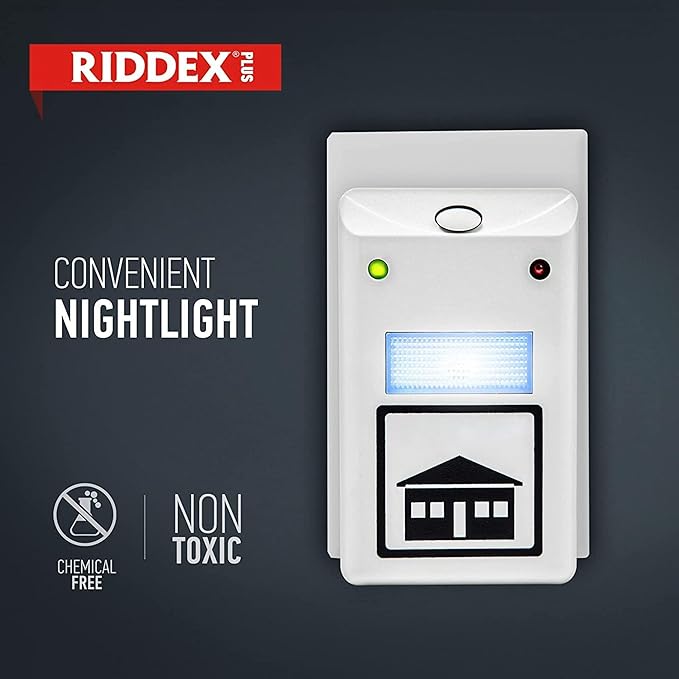 RIDDEX Plus Insect Repellent | Plug in, Mouse Deterrent - Pest Control for Defense Against Rats, Mice, Roaches, Bugs and Insects | Control Pests with No Toxins | White