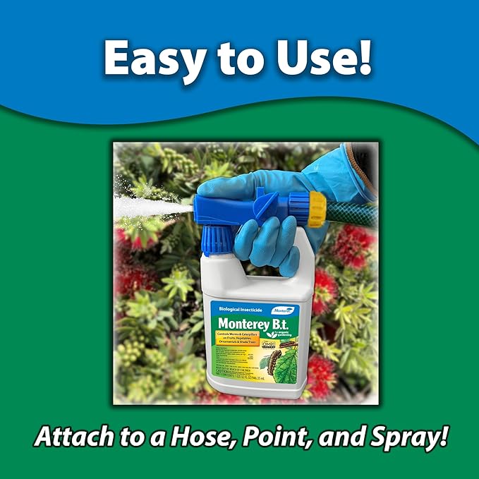 Monterey BT - Ready to Spray Bacillus Thuringiensis for Organic Worm and Caterpillar Control - 31oz