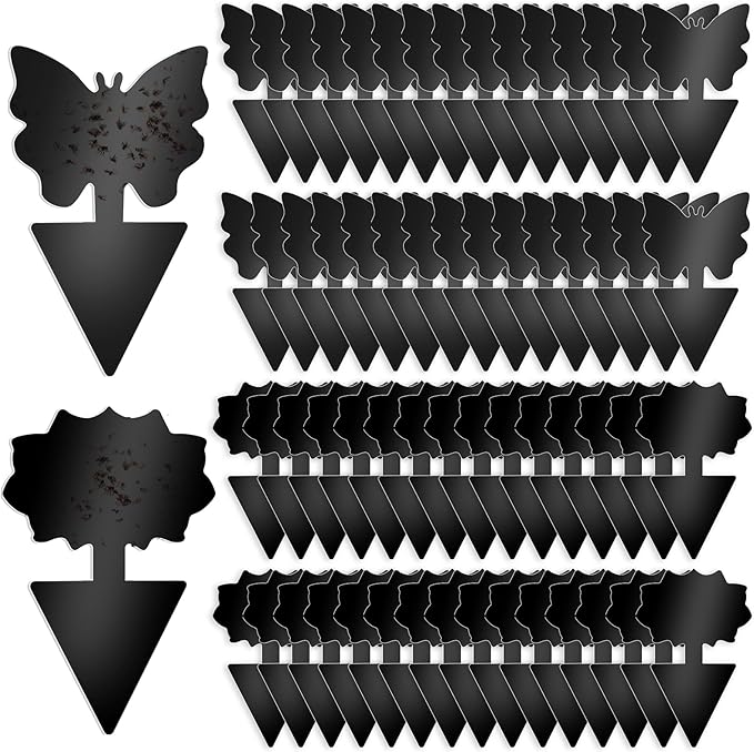 Fruit Fly Traps, 60 Pack Black Sticky Traps, Fungus Gnat Traps, Plant Fly Stickers for Indoor and Outdoor Use Protect The Plant