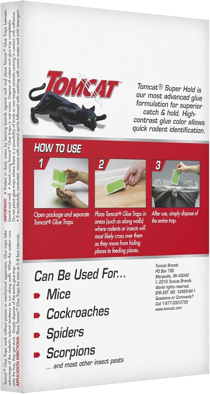 Tomcat Super Hold Glue Traps Mouse Size, 3-Pack (12 Glue Traps)