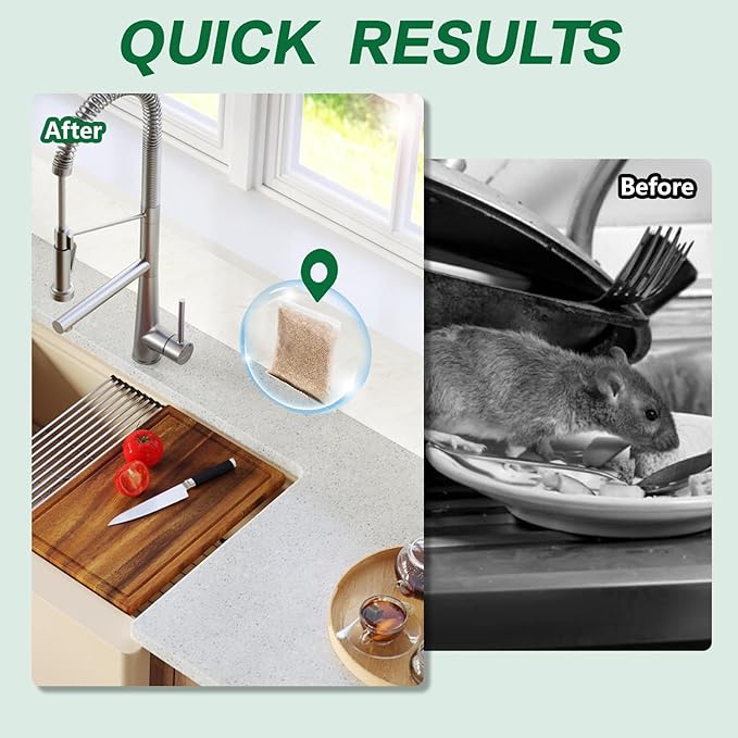 12 Pack Mouse Repellent Pouches - Natural Peppermint Oil, Long-Lasting Rodent Deterrent - Safe for Pets & Family, ice Repellent Indoor/Outdoor Use in Garage, Car & Garden