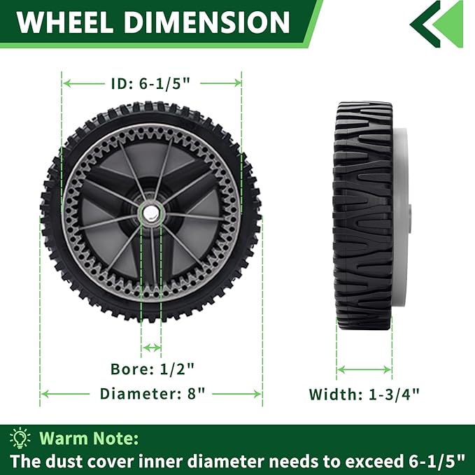 2 Pack Front Drive Wheels for Husqvarna AYP Craftsman 532401274 Replaces 401274 401274X460 532411081 8" x 1-3/4"