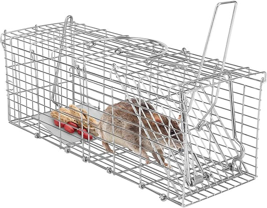 Humane Rat Trap, Foldable Metal Mouse Cage Traps and Other Small Live Animals Cage, Easy to Catch and Release, Work for Indoor Outdoor