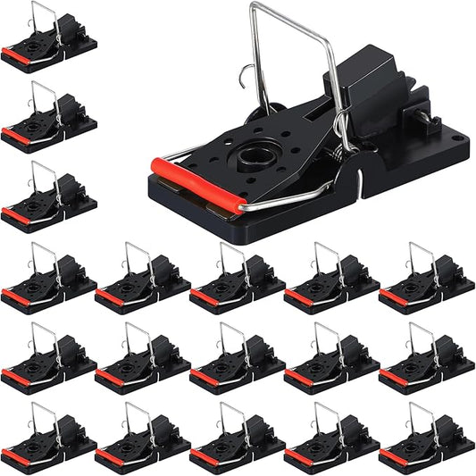 Qualirey 18 Pcs Plastic Mouse Rat Traps House Indoor Quick Effective Safe for Warehouse Garden Kitchen 3.86 x 1.81 x 2.17 Inch (Black,Red)