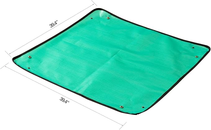 PE Houseplants Repotting Mat, Waterproof Indoor Plant Potting Tray, Foldable Bonsai Repotting Pad, Garden Soil Mess Workspace Tarp for Succulent, Cactus, Aloe Vers, Pothos, 39.4X 39.4
