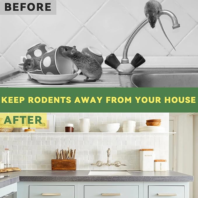 Extra-Strength Mouse and Rat Repellent Pouches, Strong Peppermint Oil Repellent for Mice Indoor/Outdoor, Natural Mouse Deterrent for House, Garden, Car, RV, Basement, Garage, Patio (10 Pack)