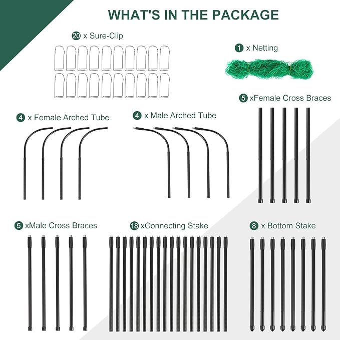 Garden Cucumber Trellis for Climbing Plants Outdoor, 65 x 48 inch U-Shaped Garden Arch Trellis, Pea Tomato Cucumber Trellis for Garden Raised Bed, 120x160-BLK
