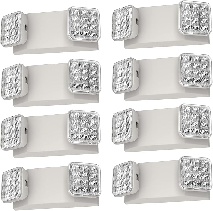 SPECTSUN 8 Pack LED Exit Emergency Light Combo with Battery Backup-US Standard Commercial Corded Emergency Exit Sign Lights for Home Power Failure,UL 924 Certified,Exit Signs Emergency Light Combo