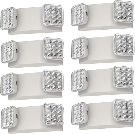 SPECTSUN 8 Pack LED Exit Emergency Light Combo with Battery Backup-US Standard Commercial Corded Emergency Exit Sign Lights for Home Power Failure,UL 924 Certified,Exit Signs Emergency Light Combo