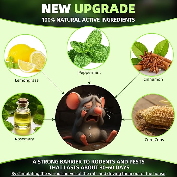 24PCS Mouse Rodent Rat Repellent Natural Peppermint Oil Mouse Repellent Balls for Rats Mice Deterrent for Indoor & Outdoor Use,Friendly to Human & Pet