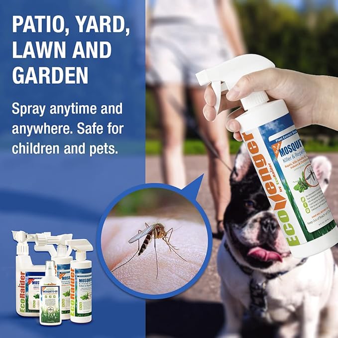 EcoVenger Mosquito Killer by EcoRaider Triple-Action Spray 16 oz, Kills All Stages + Larvae Control + Lasting Repellency, Indoor & Outdoor, Citrus Scent, Non-Toxic Plant Based Formula