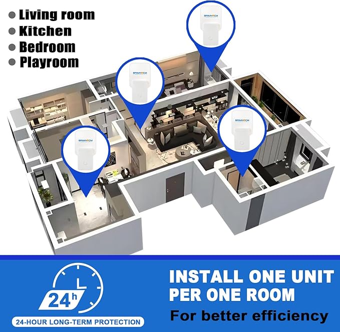 Blue Light Bug Catcher Indoor Plug in, Gnat Traps for House, Indoor Fly Trap for Fruit Fly, Moth and Mosquito, Flying Insect Catcher, 4 Device+8 Refills
