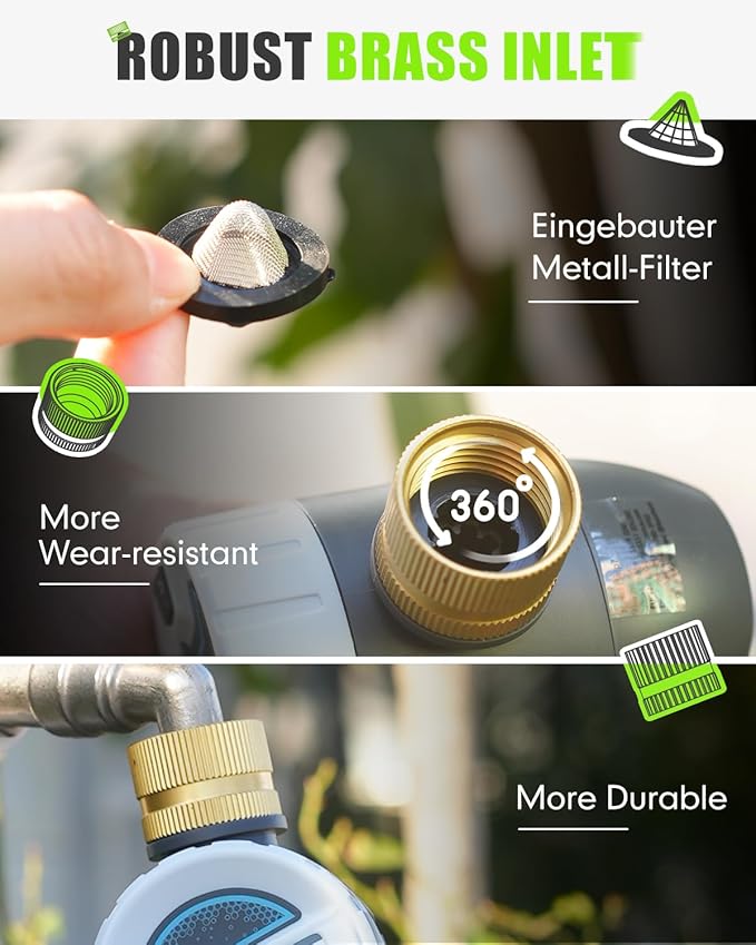 RAINPOINT Bluetooth Hose Timer with Brass Inlet,Smart Water Timer for Garden Hose with Rain Delay/Manual/Auto Watering, App Control