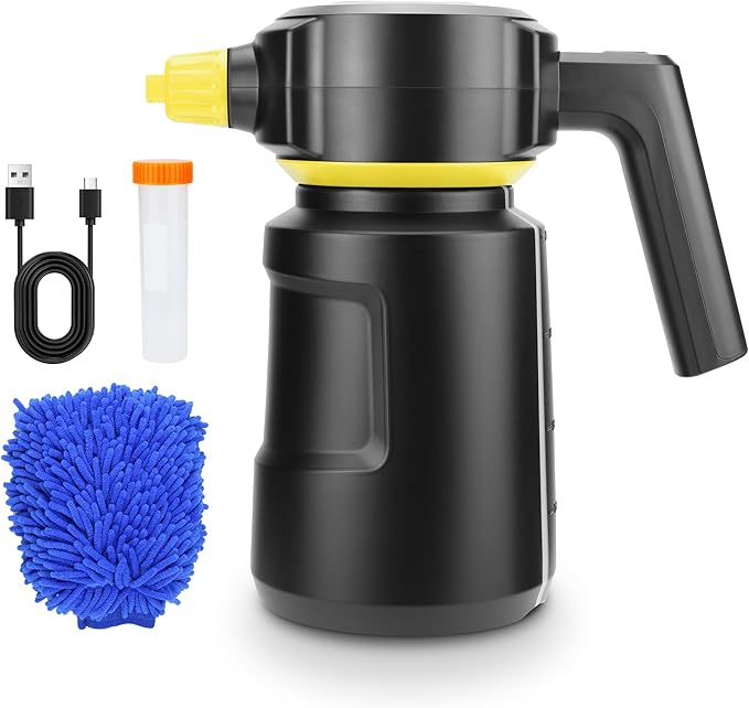 Electric Car Foam Sprayer 2L Cannon Sprayer Cordless Battery Powered Foam Gun Car Wash Sprayer 4500Mah USB C Recahgeable Sprayer