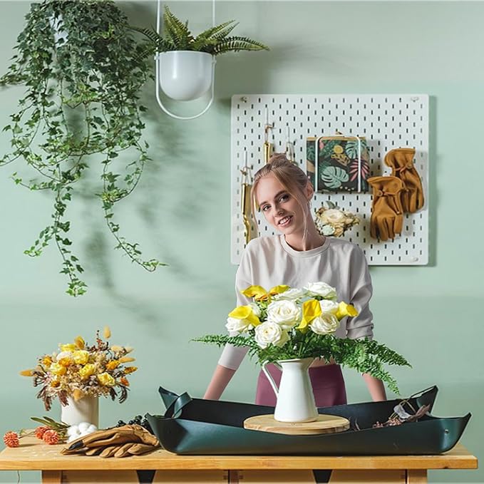 Thickened Leather Plant Repotting Mat, Indoor and Outdoor Potting Mat, 30" x 18" Foldable Tray with Mess Control (Dark Green)