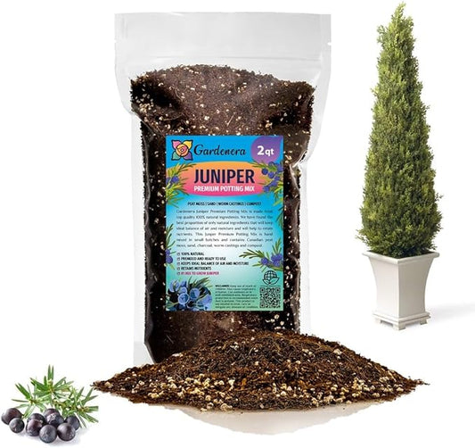 Premium Juniper Potting Soil Mix - Perfect Balance of Nutrients, Drainage, and Aeration for Healthy Juniper Trees - 2 Quart