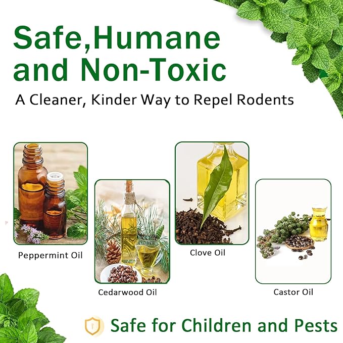 12 Pack Rodent Repellent Moth Balls–Peppermint Oil Spray for Rodents,Natural Mice Repellent Indoor,Safe for Family & Pets