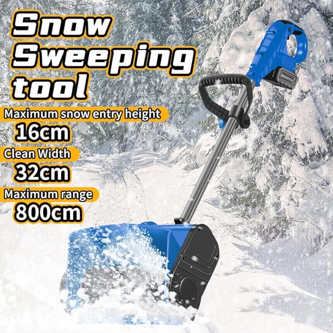 11-Inch Snow Shovel for Driveway,Electric Snow Blower Cordless, 13in Width & 9in Depth & 26ft Throwing Distance, 20V Battery Powered 4-Ah Battery & Quick Charger Snow Shovel for Women Men (Blue)